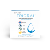 TRIORAL Rehydration Electrolyte Powder, with the new WHO formula, comes in a box of 50 drink mix packets. Ideal for dehydration from workouts or travel, it contains no artificial colors, flavors, or preservatives.