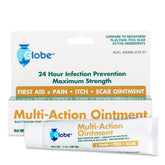 Globe Multi-Action Ointment 1 oz—first aid ointment with Neomycin, Bacitracin, Pramoxine HCl & Polymyxin B—relieves pain and itch, minimizes scars, and protects minor cuts, scrapes, and burns with maximum strength 24-hour infection protection.