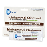 Globe Ichthammol Ointment 20% (Drawing Salve) 1 OZ, pharmaceutical grade, offers soothing skin relief and treats eczema, psoriasis, acne, boils, splinters, and bee stings with maximum strength and minimized scent. For external use only.