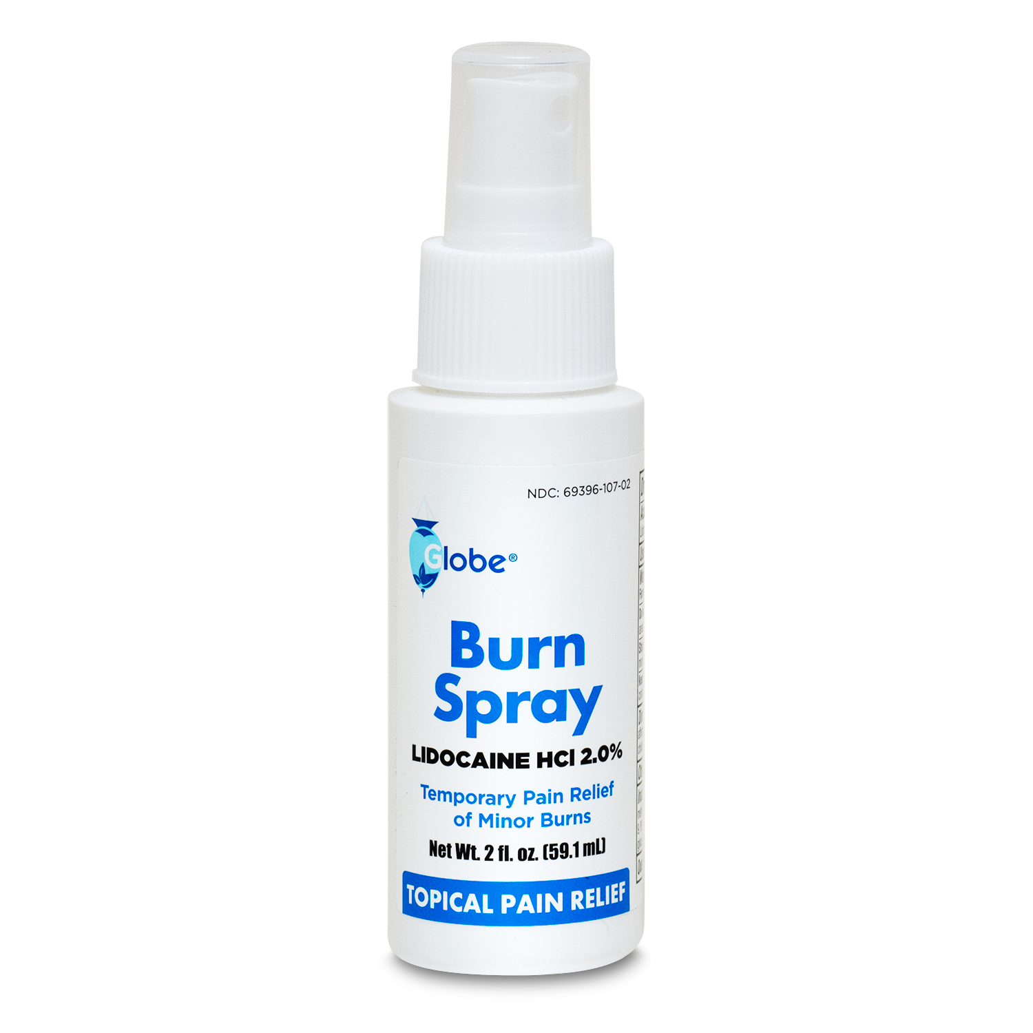 Globe Burn Spray, Lidocaine 2%. Topical Anesthetic Pain Relief and Numbing 2 oz Spray Bottle