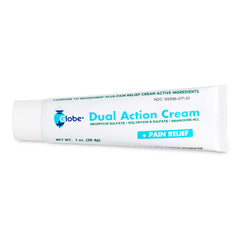 Globe Dual-Action Cream 1oz | First Aid Antibiotic with Neomycin, Polymyxin B, Pramoxine HCl | Soothes Painful Cuts, Burns and Scrapes | 24 Hour Infection Protection (1 Tube)