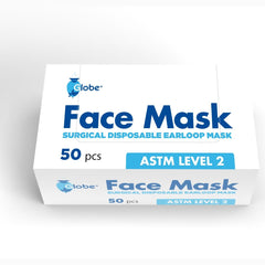 Globe Disposable 3 Ply Surgical Face Mask ASTM Level 2- 50pc/Box