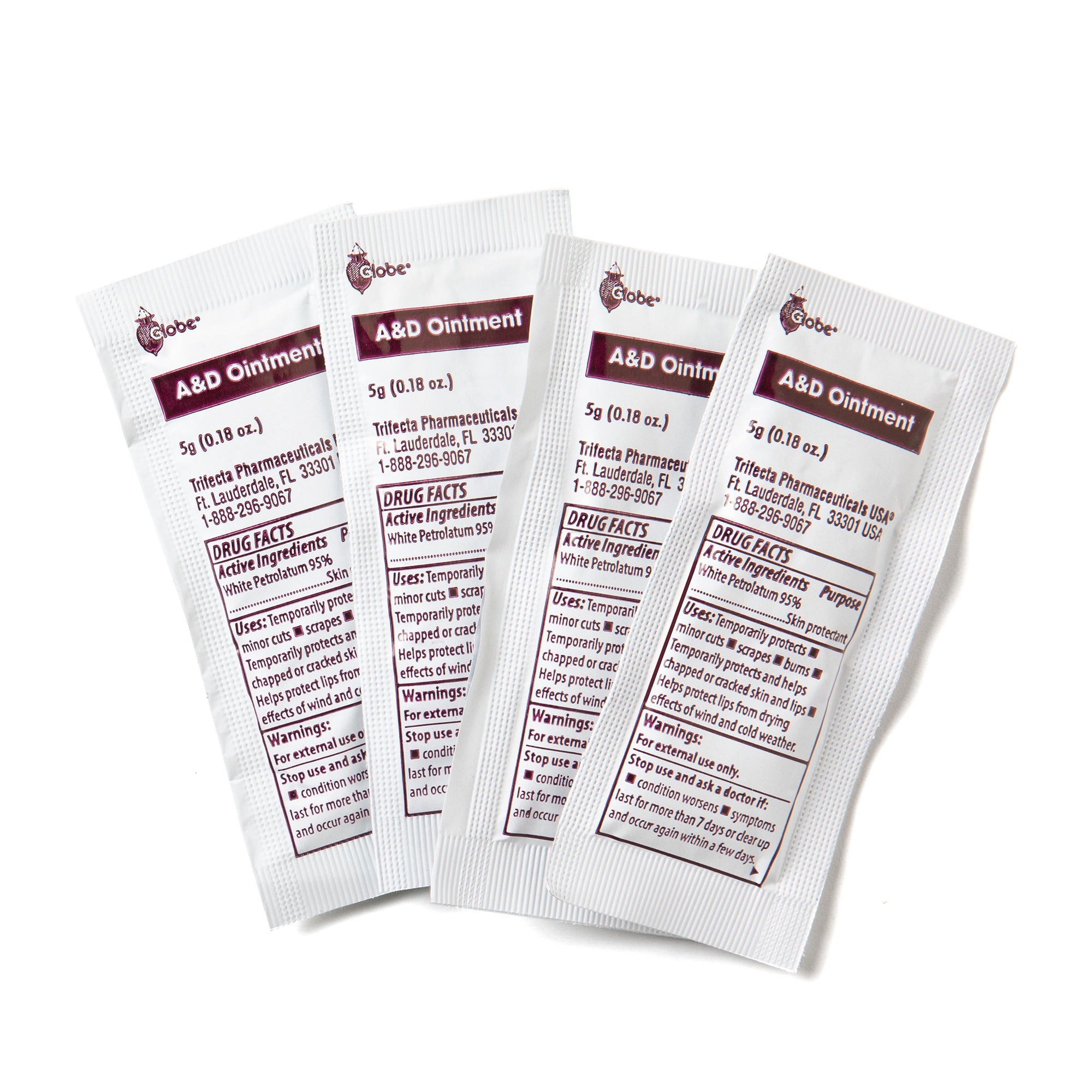 Globe Vitamin A & D Ointment | First Aid & Skin Protectant with Vitamins A & D | 5g Packets, 144-Packets Box| Lanolin & Petrolatum Formula| for Men, Women & Baby Skin | Made in The USA