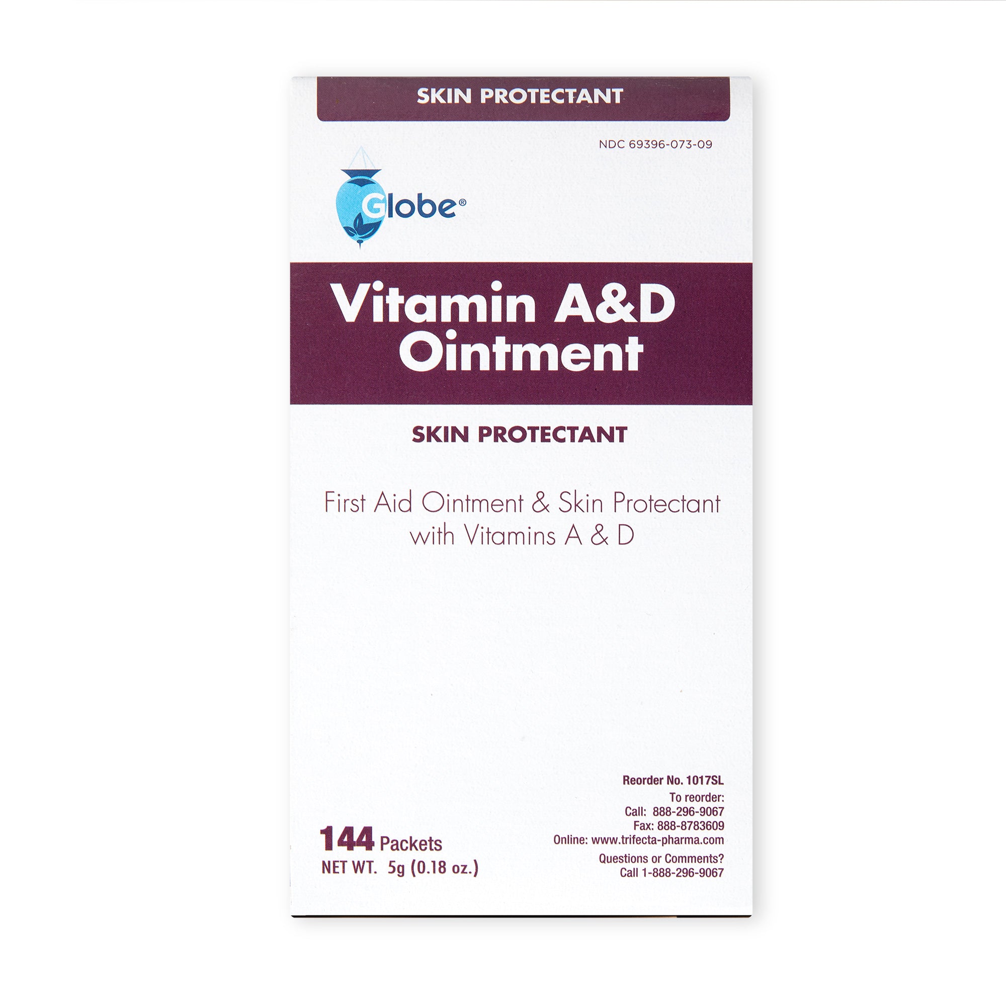Globe Vitamin A & D Ointment | First Aid & Skin Protectant with Vitamins A & D | 5g Packets, 144-Packets Box| Lanolin & Petrolatum Formula| for Men, Women & Baby Skin | Made in The USA